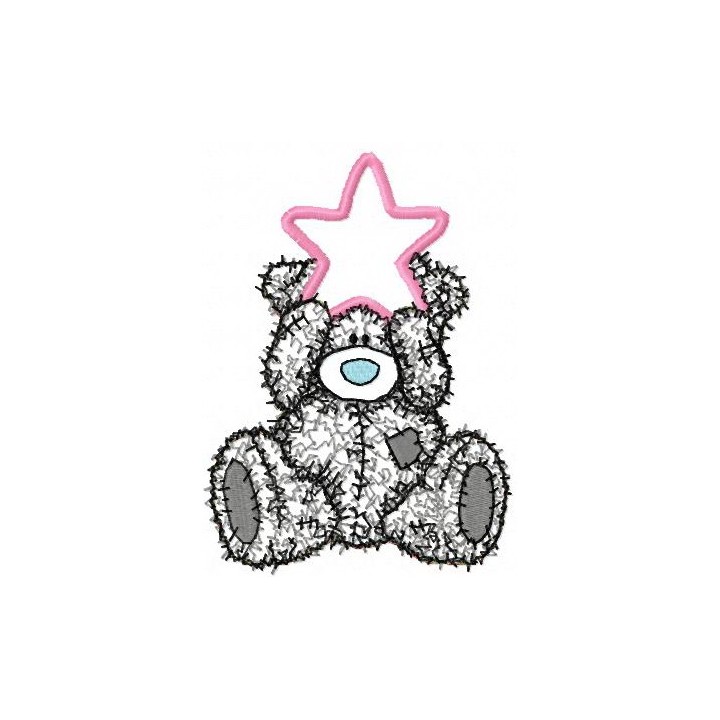 Teddy Bear Happy Christmas applique embroidery design - Embroidery Design