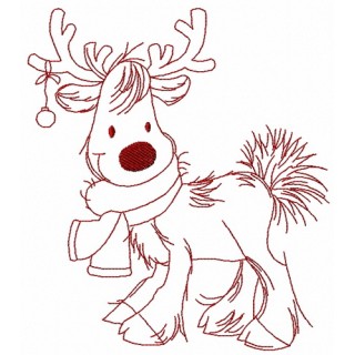 Cute Christmas deer 2 embroidery design - Embroidery Design