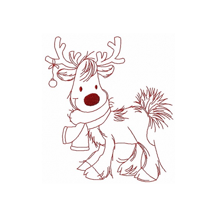 Cute Christmas deer 2 embroidery design - Embroidery Design