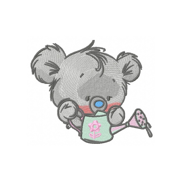 Teddy with watering can 4 embroidery design - Embroidery Design