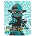 Perry the Platypus furball embroidery design showcasing playful attitude, perfect for crafting on various fabrics.