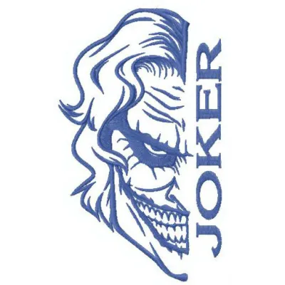 Mad Joker embroidery design preview showcasing a whimsical joker motif for creative stitching projects.