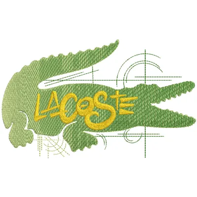 Preview of Lacoste modern art logo embroidery design showcasing vibrant colors and clean edges.