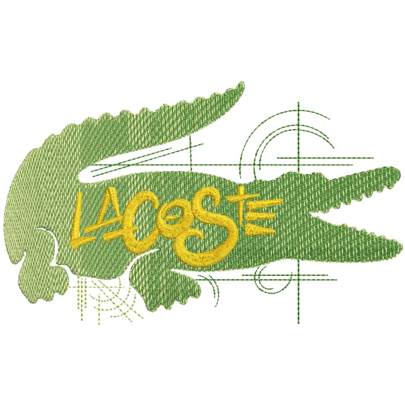 Preview of Lacoste modern art logo embroidery design showcasing vibrant colors and clean edges.