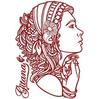 Woman with chamomile  embroidery design - Embroidery Design