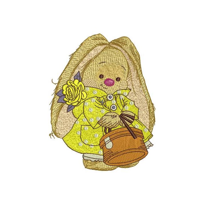 Rabbit with bag embroidery design - Embroidery Design