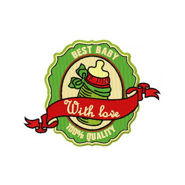 Baby bottle badge embroidery design - Embroidery Design