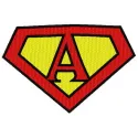 Superman alphabet letter A embroidery design showcasing a bold and dynamic stitched motif for creative projects.