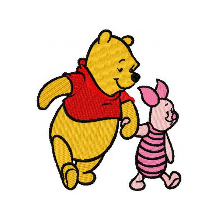 Winnie the Pooh and Piglet best friends embroidery design - Embroidery Design