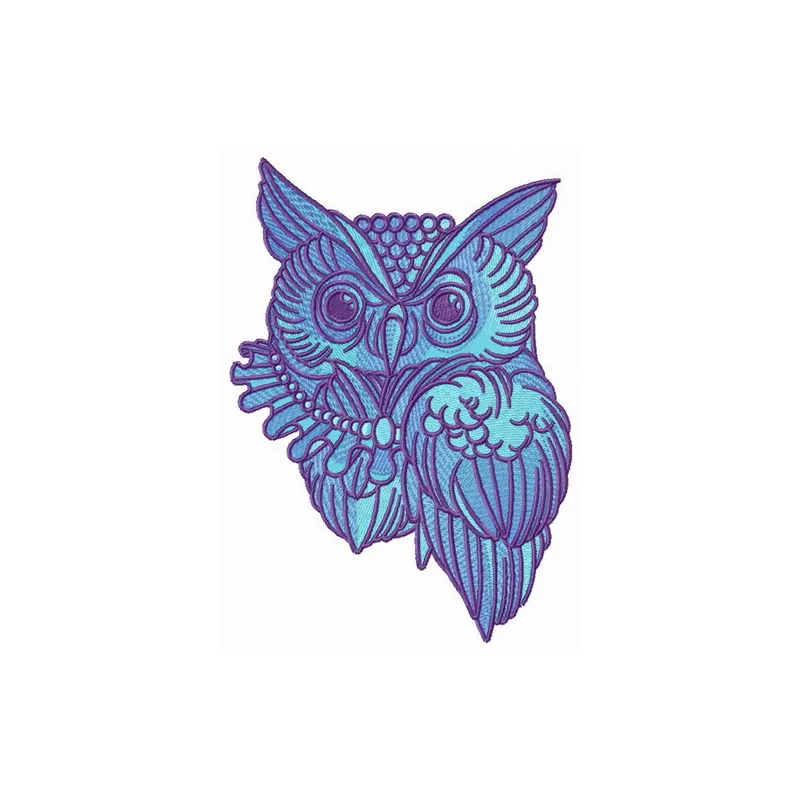 Wizard's owl embroidery design showcasing a whimsical owl with magical elements, perfect for creative stitching projects.