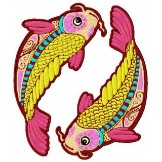 Zodiac sign Pisces embroidery design - Embroidery Design