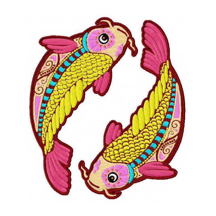 Zodiac sign Pisces embroidery design - Embroidery Design