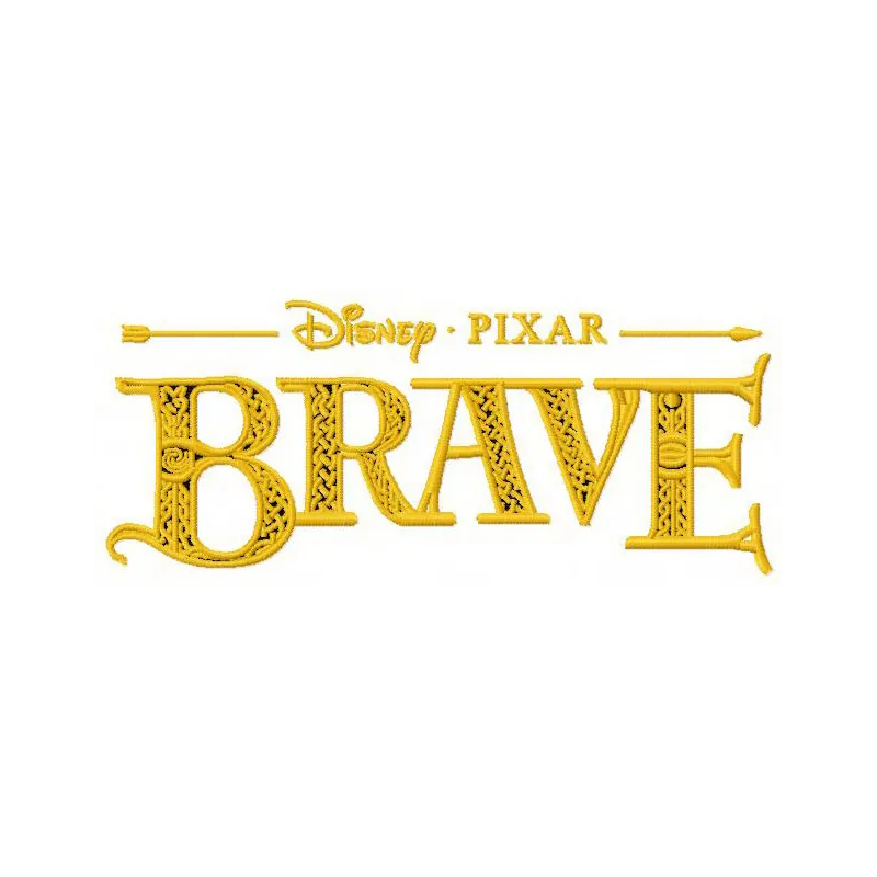 Brave logo embroidery design preview showcasing intricate stitching patterns for creative projects.