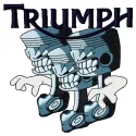 Triumph trio logo embroidery design preview showcasing detailed stitching and vibrant colors.