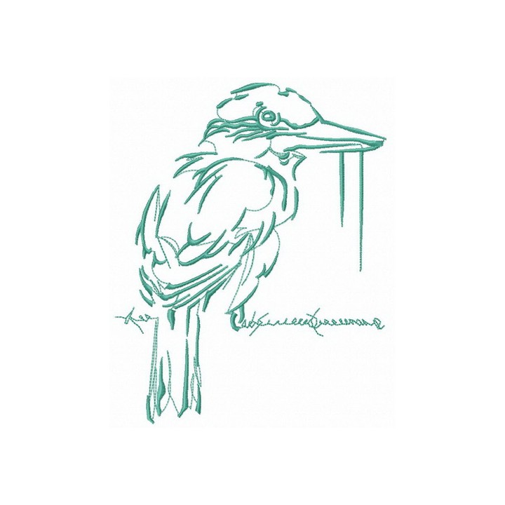 Blue shrike with worm embroidery design - Embroidery Design