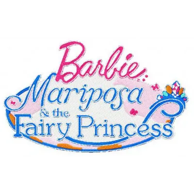 Barbie: Mariposa and the Fairy Princess embroidery design featuring vibrant colors and whimsical fairy motifs.