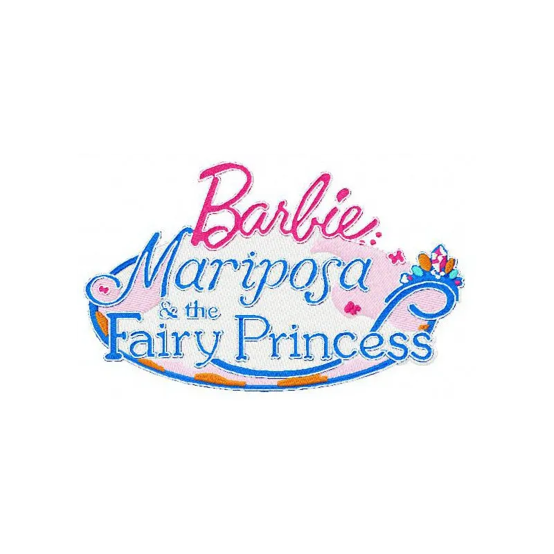 Barbie: Mariposa and the Fairy Princess embroidery design featuring vibrant colors and whimsical fairy motifs.