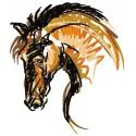 Preview of a horse mascot embroidery design, showcasing a detailed stitching pattern for various fabric applications.
