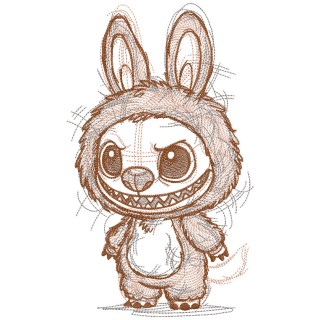 Labubu sketch style embroidery design - Embroidery Design