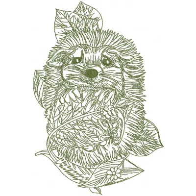 Hedgehog resting embroidery design, showcasing a charming hedgehog motif ideal for t-shirts, bags, and more.