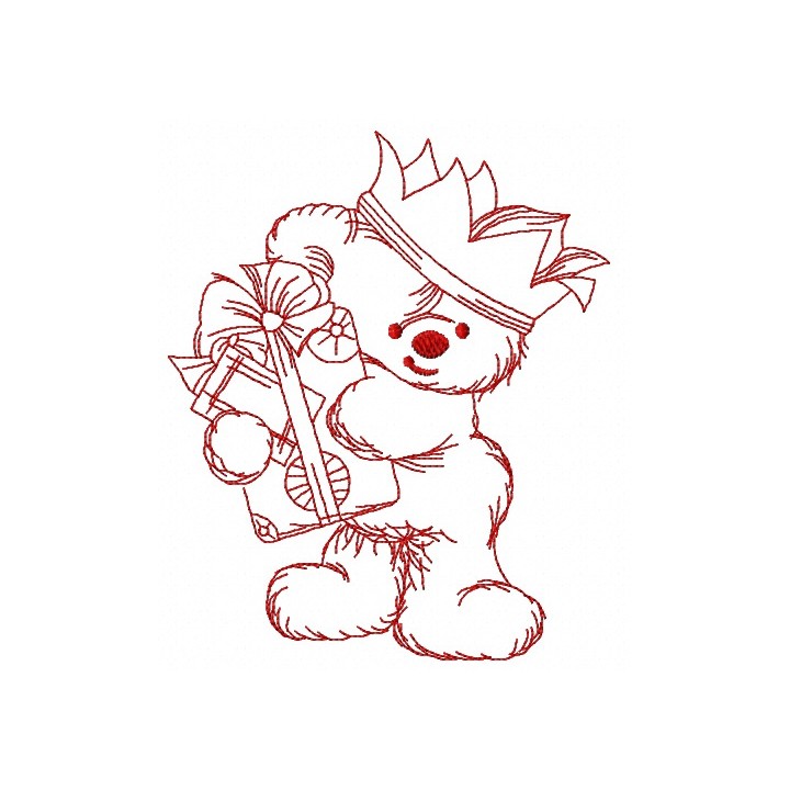 Teddy bear the king 4 embroidery design - Embroidery Design