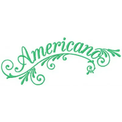 Americano embroidery design featuring a coffee cup motif, ideal for embellishing tote bags or kitchen towels.