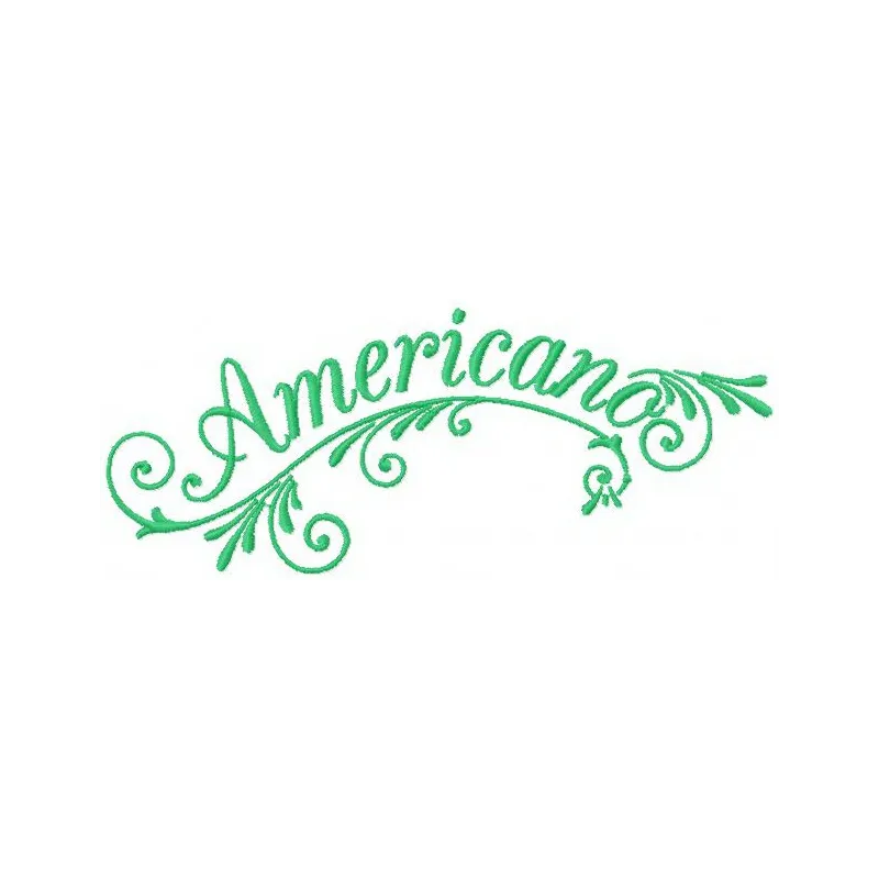Americano embroidery design featuring a coffee cup motif, ideal for embellishing tote bags or kitchen towels.