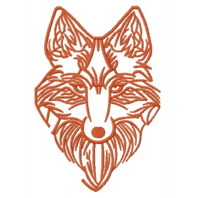 Tribal wolf 6 embroidery design featuring intricate patterns, ideal for stitching on apparel or home decor.