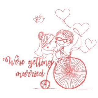 We're getting married bicycle embroidery design - Embroidery Design
