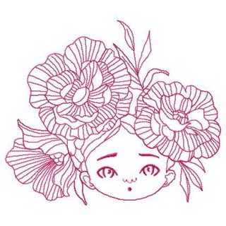 Gorgeous peony wreath embroidery design - Embroidery Design