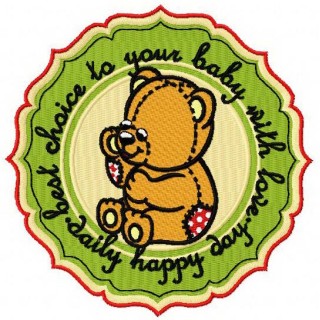 Baby toy bear badge embroidery design - Embroidery Design