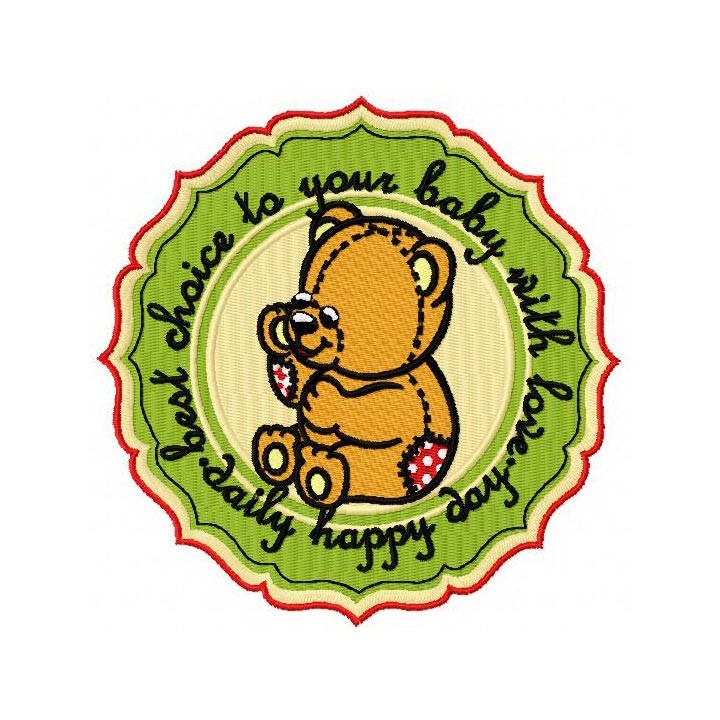 Baby toy bear badge embroidery design - Embroidery Design