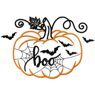 Halloween pumpkin boo embroidery design - Embroidery Design
