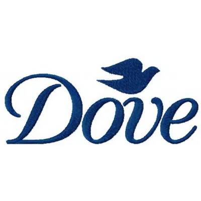 Dove logo embroidery design showcasing a delicate stitched motif for cosmetics and perfume projects.