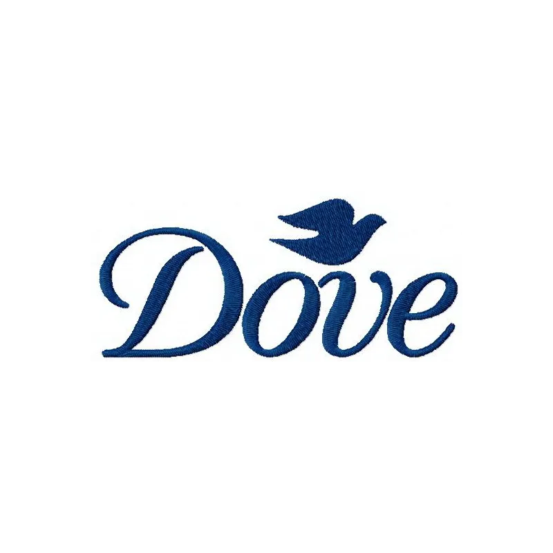 Dove logo embroidery design showcasing a delicate stitched motif for cosmetics and perfume projects.