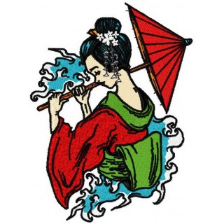 Sad geisha embroidery design - Embroidery Design