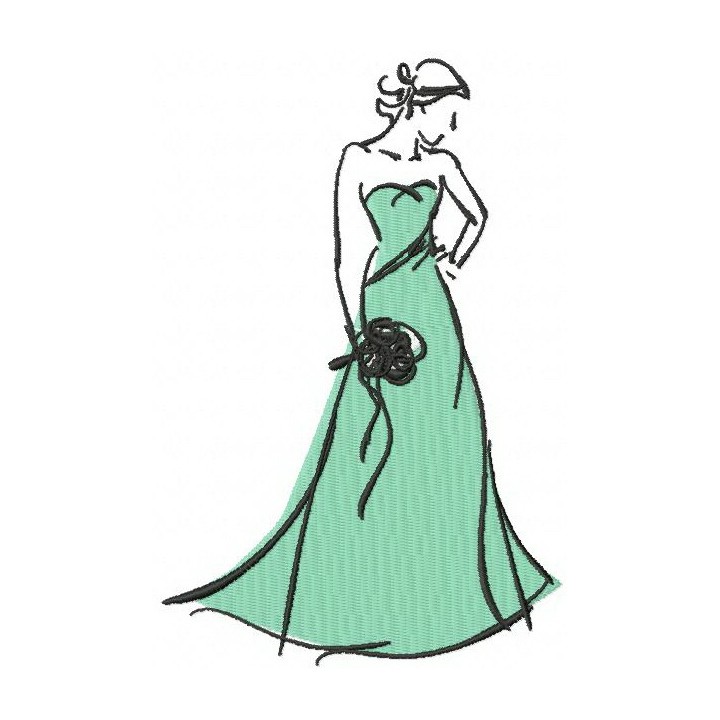 Graceful bride embroidery design - Embroidery Design