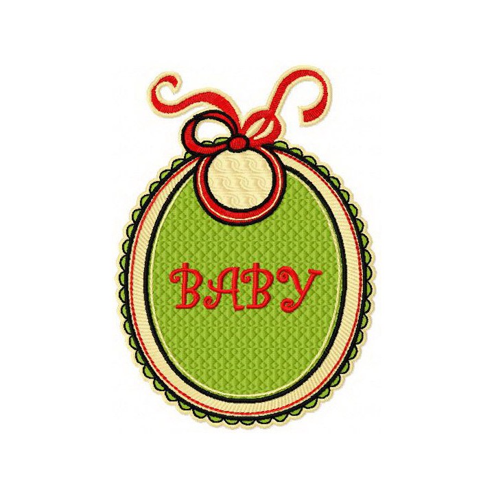 Baby bib badge embroidery design - Embroidery Design