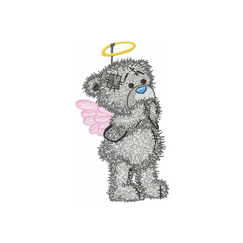 Teddy Angel embroidery design featuring a cute teddy bear with angel wings, ideal for creative stitching projects.