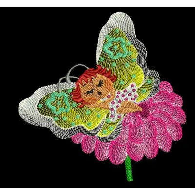 Butterfly Baby embroidery design showcasing a whimsical and enchanting stitched motif for baby items.
