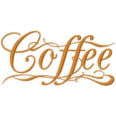 Coffee embroidery design featuring a stylish coffee cup motif, perfect for stitching on kitchen towels and tote bags.