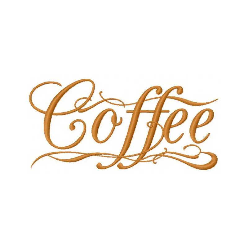 Coffee embroidery design featuring a stylish coffee cup motif, perfect for stitching on kitchen towels and tote bags.