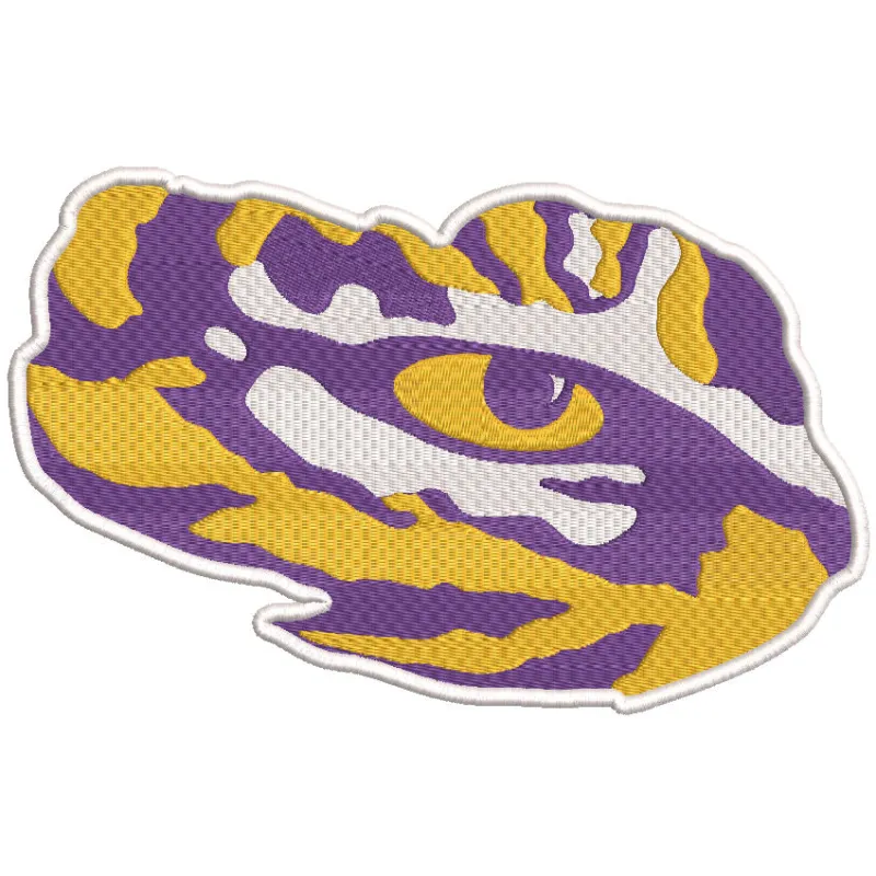 Embroidery design preview of the LSU Tigers secondary logo featuring vibrant colors and clean edges.