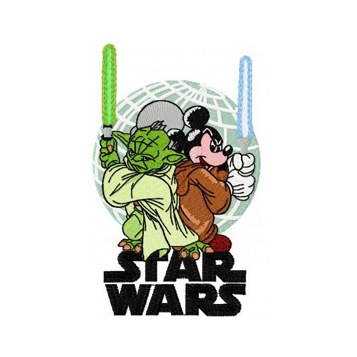Star Wars Yoda vs Mickey embroidery design - Embroidery Design