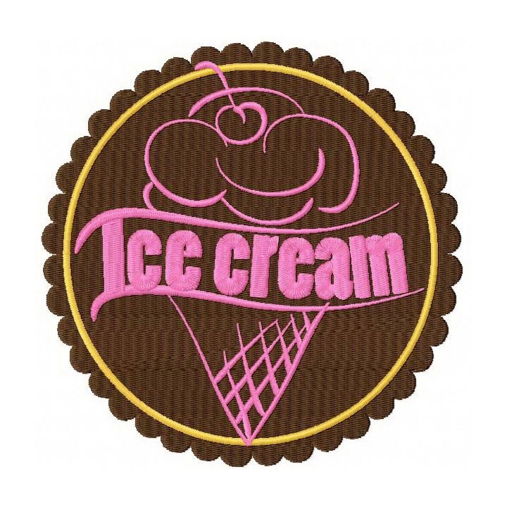 Ice cream badge embroidery design - Embroidery Design