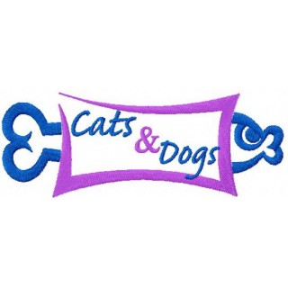 Cats and Dogs sign embroidery design - Embroidery Design