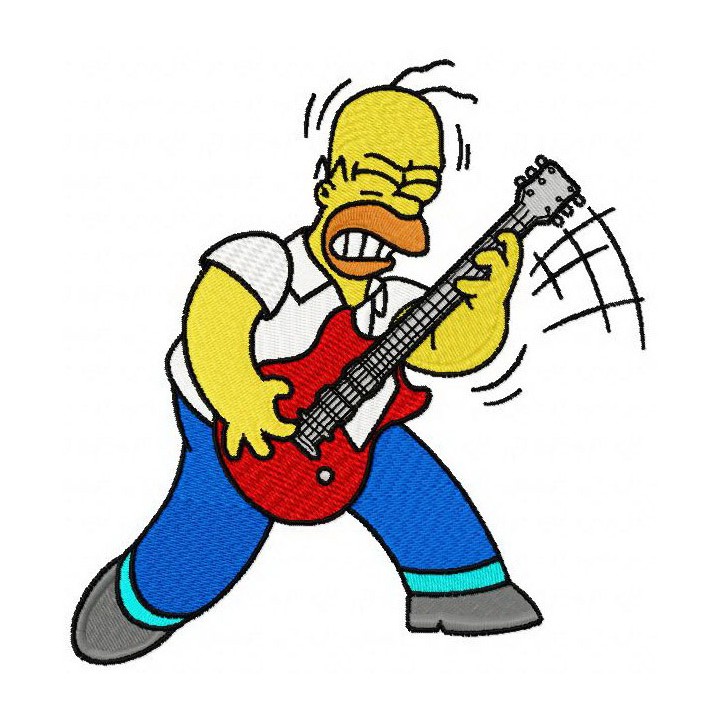 Homer rock star embroidery design - Embroidery Design