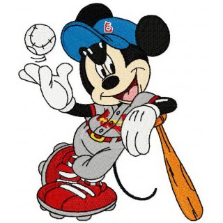 Mickey Mouse playing baseball embroidery design - Embroidery Design