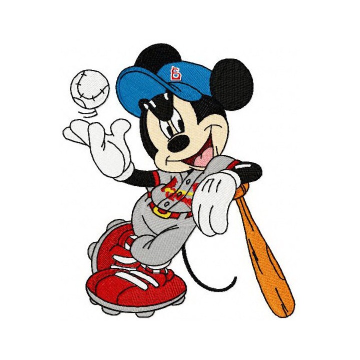 Mickey Mouse playing baseball embroidery design - Embroidery Design
