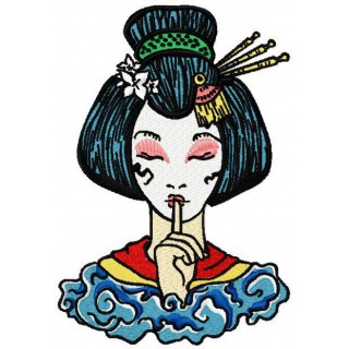 Geisha be quiet embroidery design - Embroidery Design
